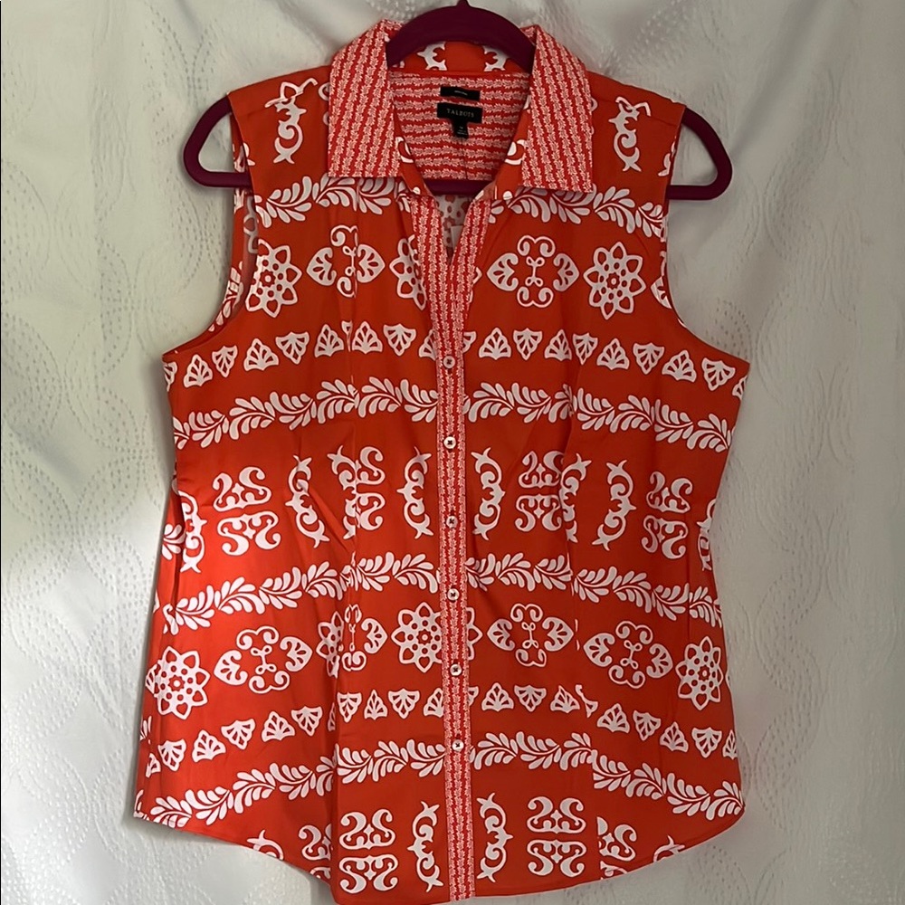 TALBOTS Sleeveless Button-Down Blouse Size 14